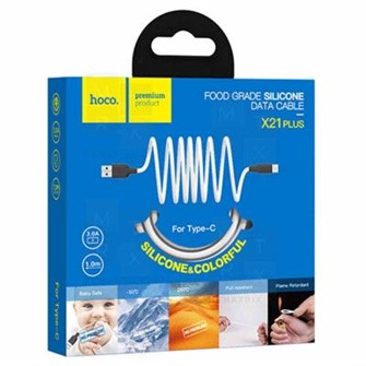 Кабель USB - Type-C Hoco X21 Plus (3A, силикон, термостойкий) Белый